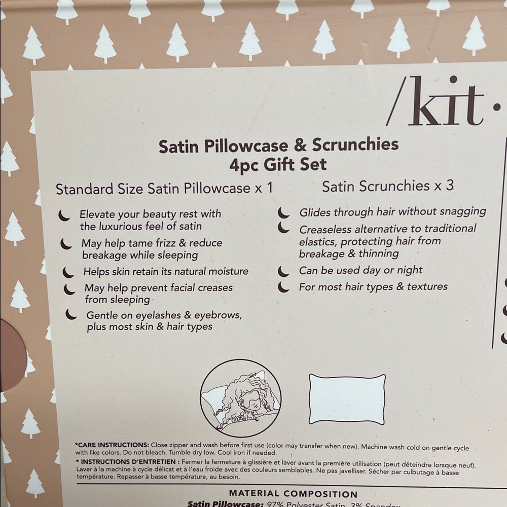 Kitsch Satin Pillowcase & Scrunchies Gift Set - Taupe Pink - Picture 6 of 12
